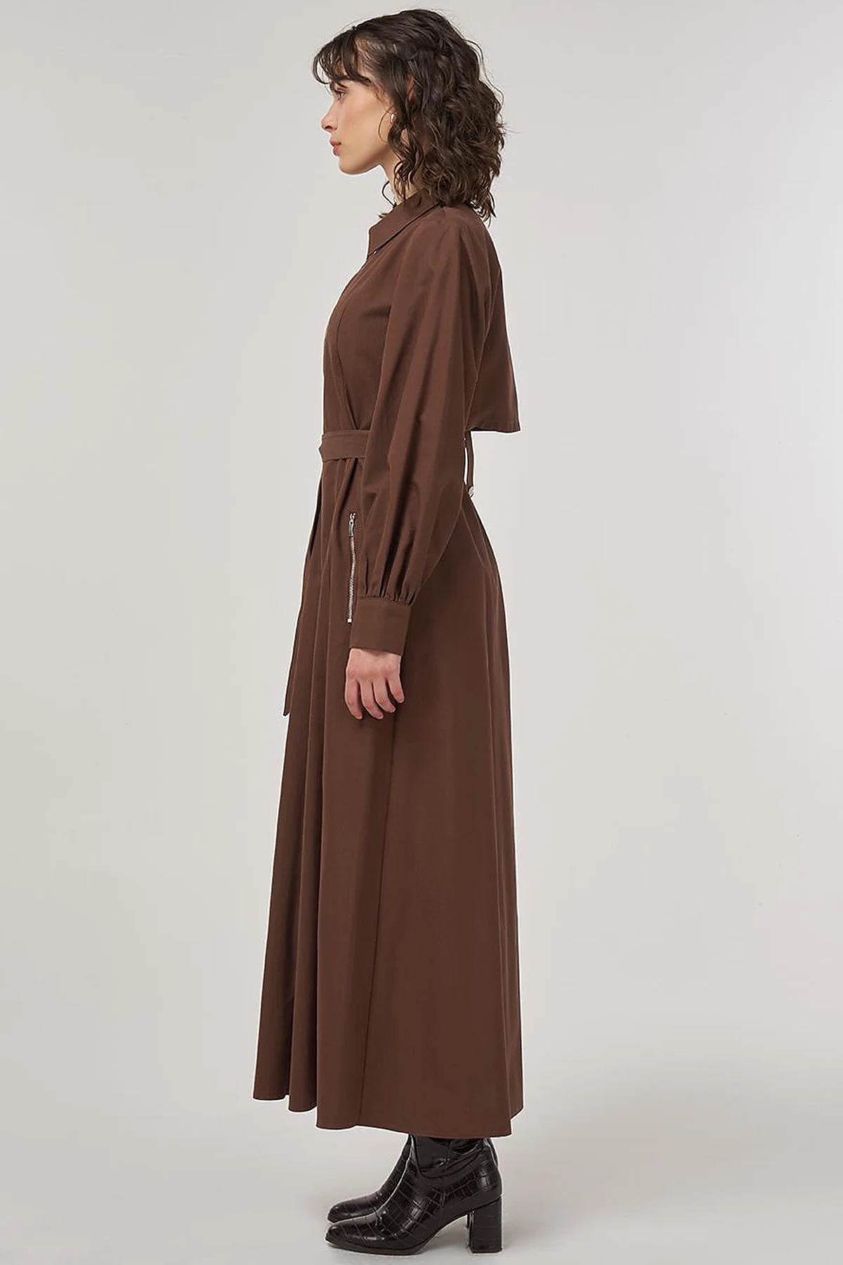 Belted Shirt Dress Cocoa
