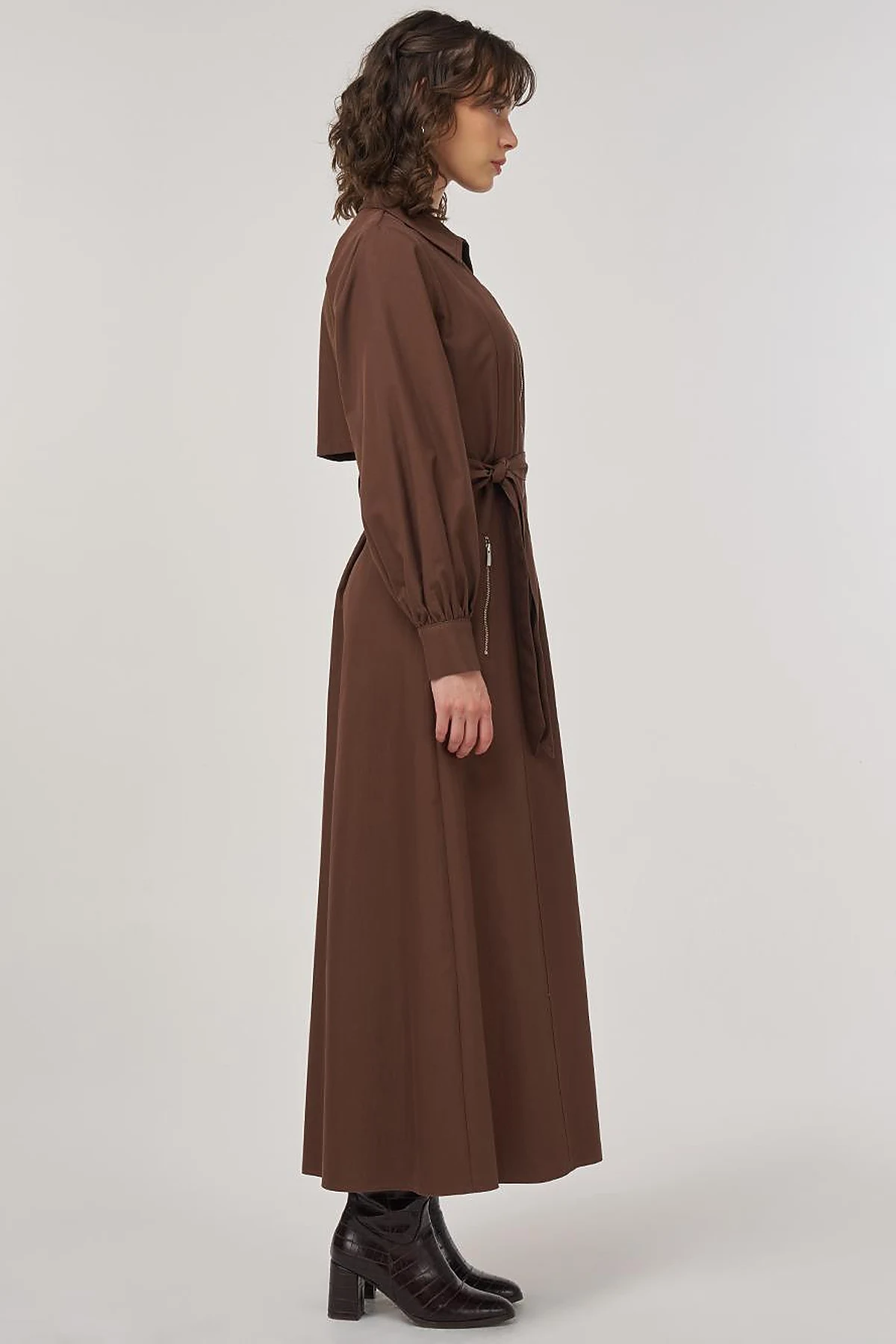 Belted Shirt Dress Cocoa