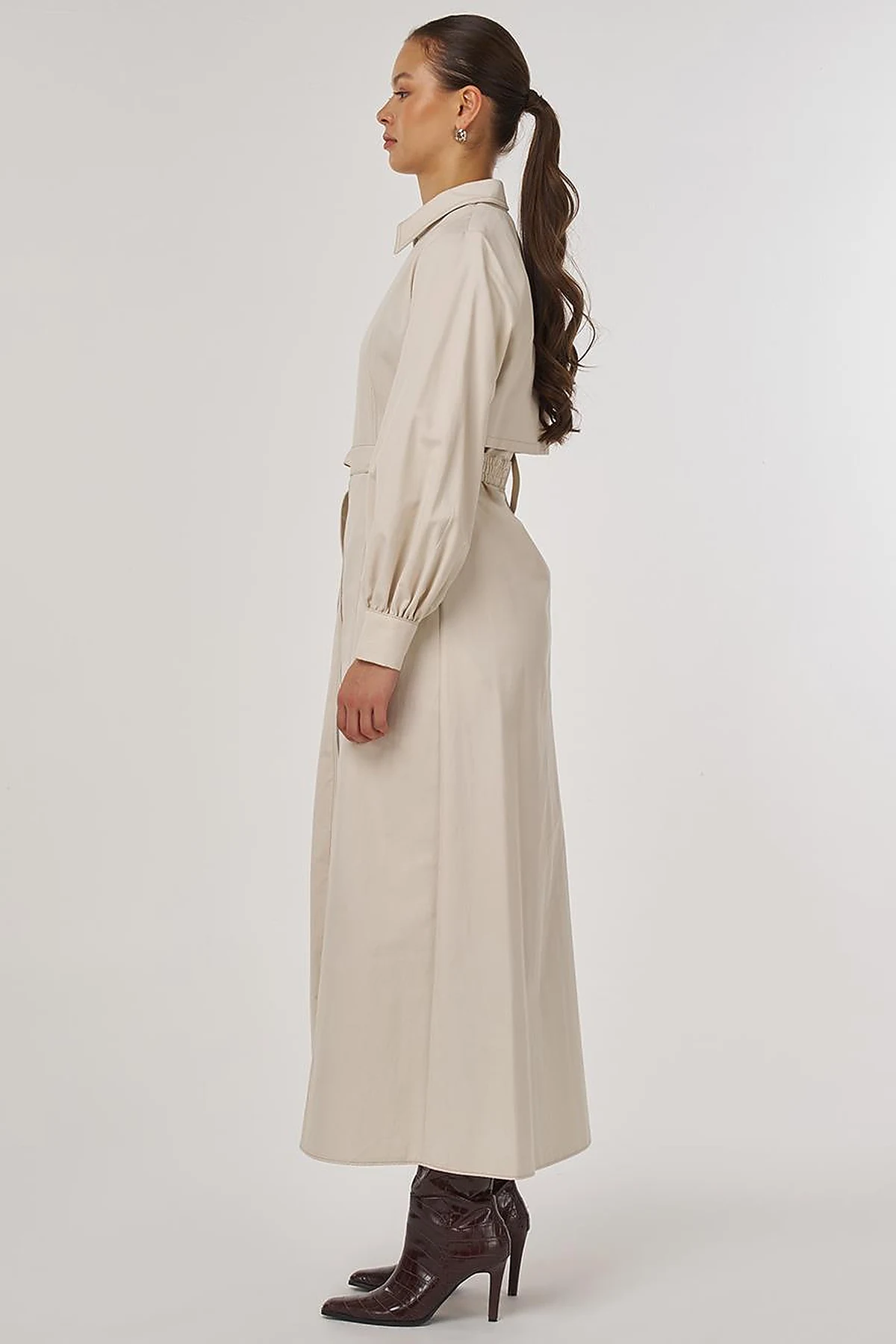 Belted Shirt Dress Cream