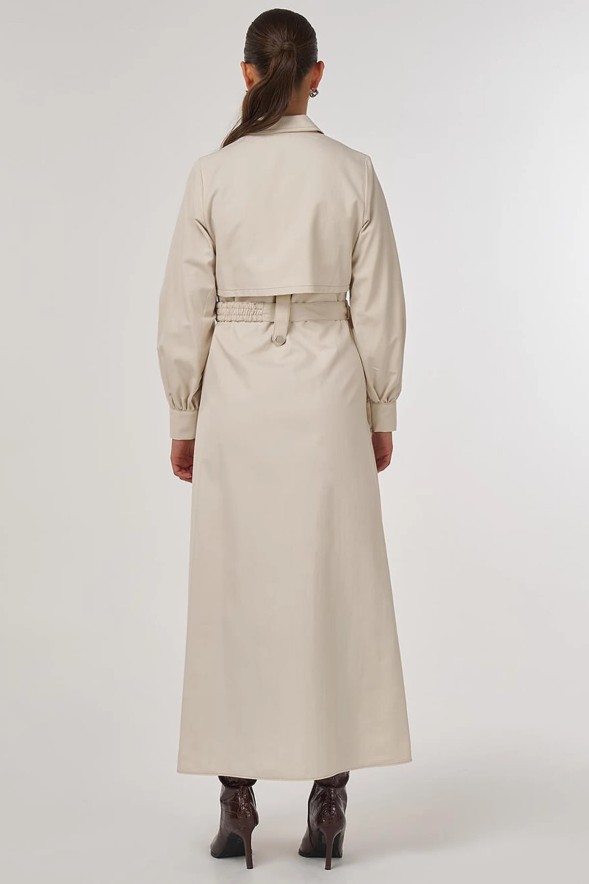 Belted Shirt Dress Cream