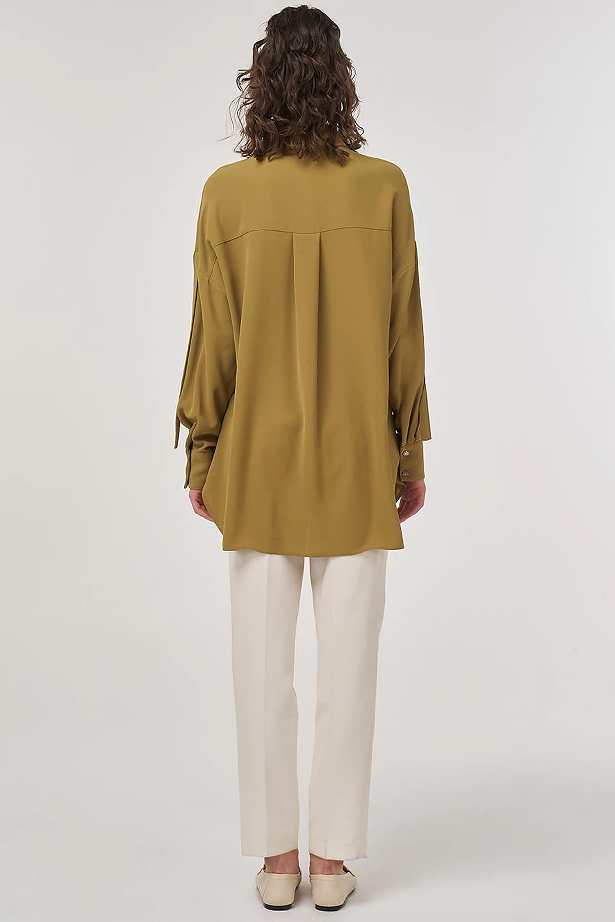 Metallic Printed Crepe Tunic Khaki