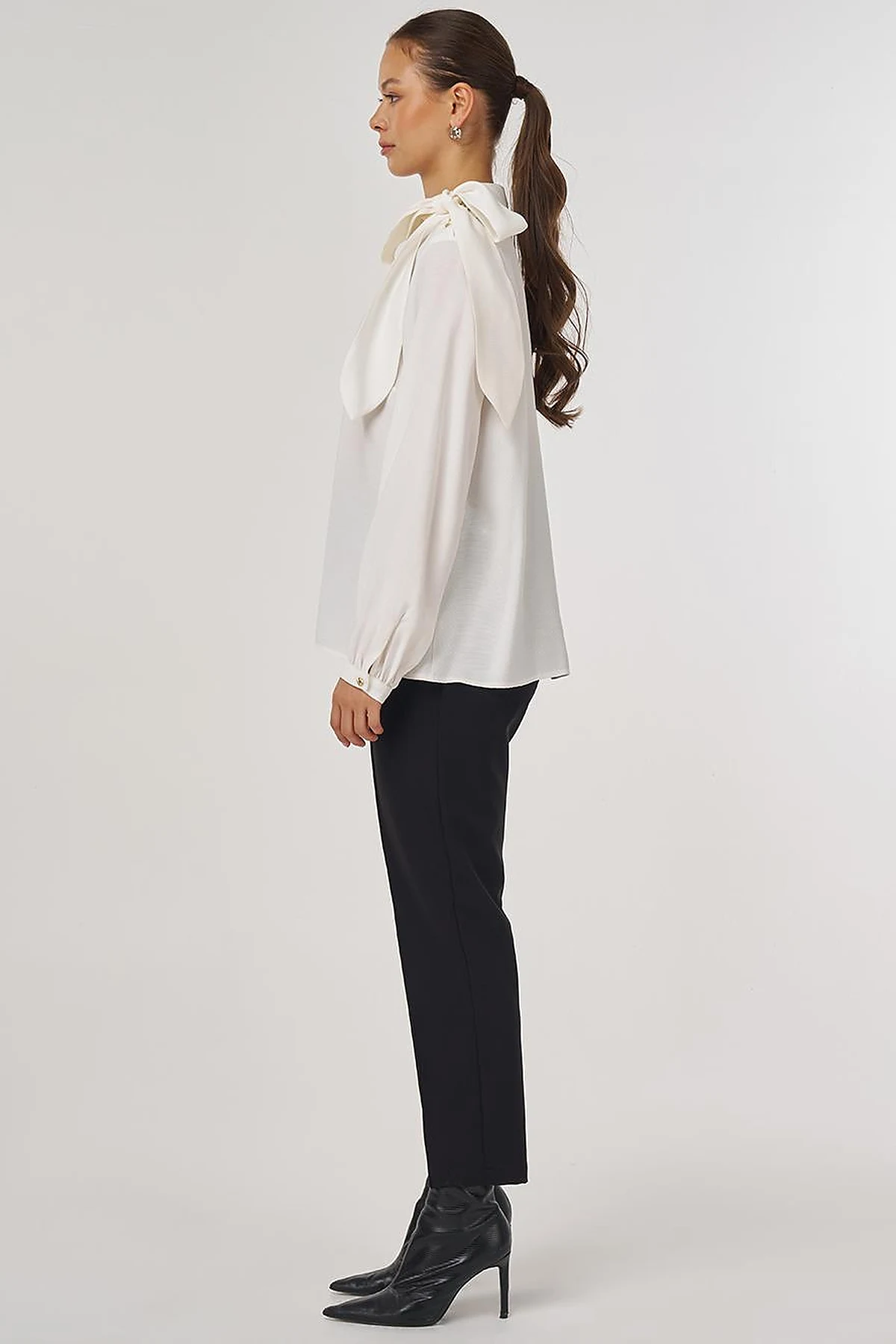 Neckline Detail Rayon Blouse Optic White