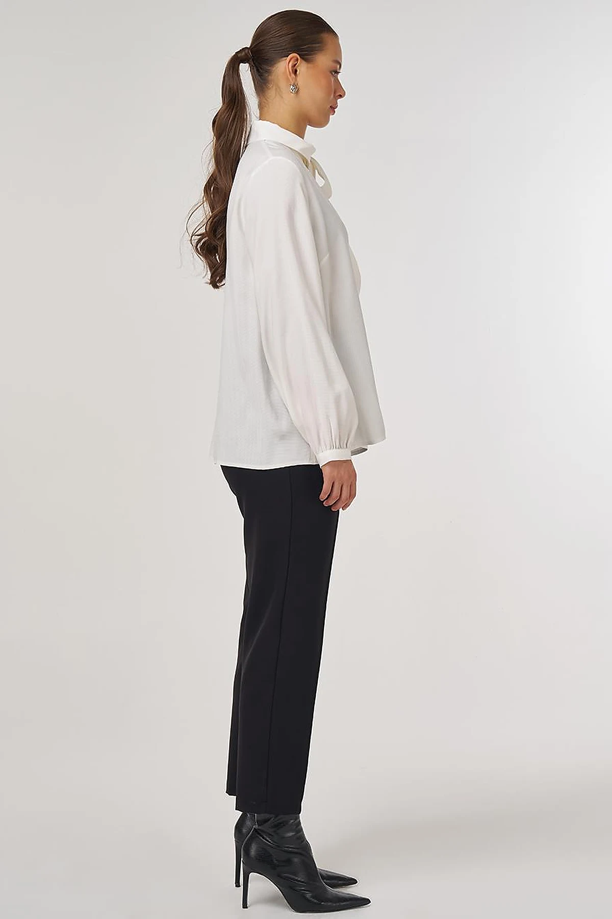 Neckline Detail Rayon Blouse Optic White