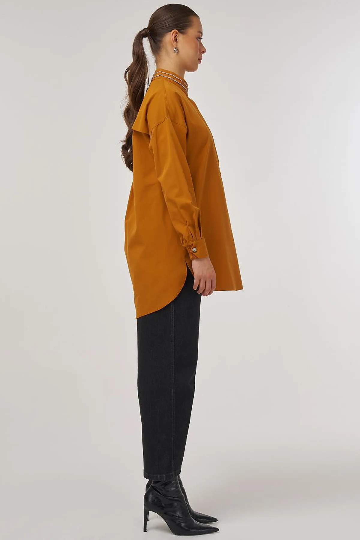 100% Cotton Tunic with Bead Embroidery Pumpkin