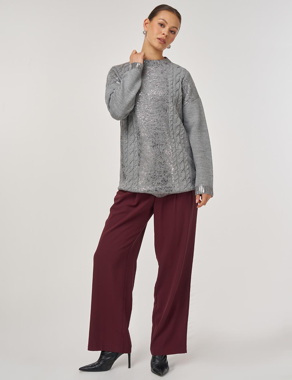 Dropped Shoulder Knit Tunic Grey