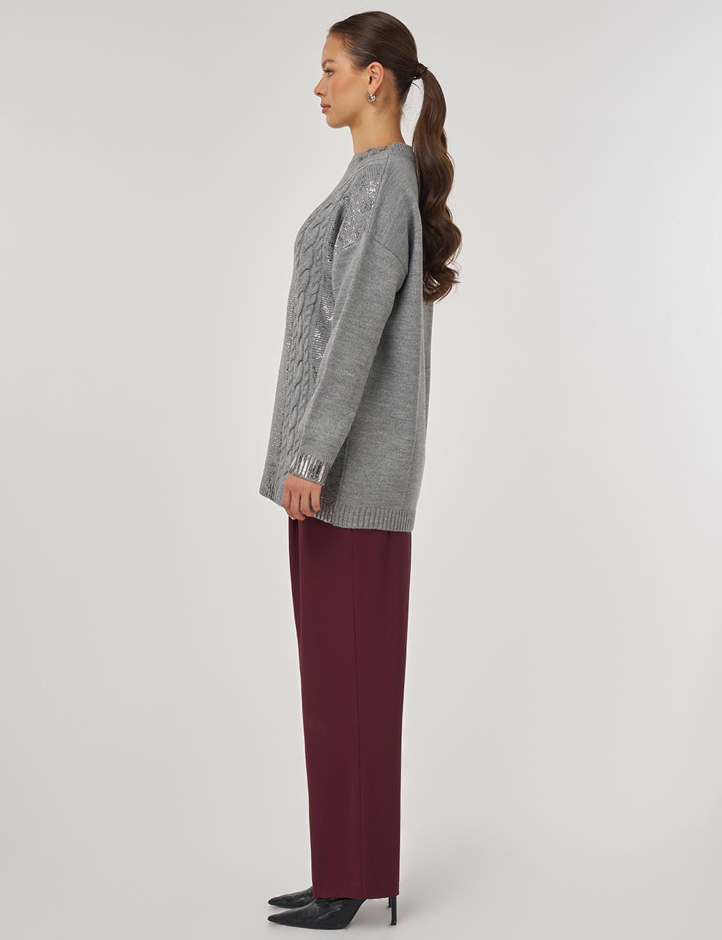 Dropped Shoulder Knit Tunic Grey