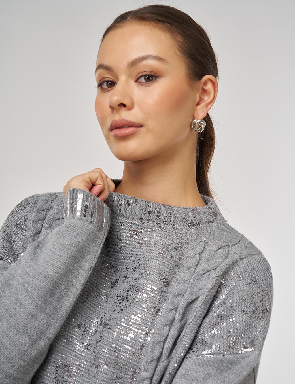 Dropped Shoulder Knit Tunic Grey