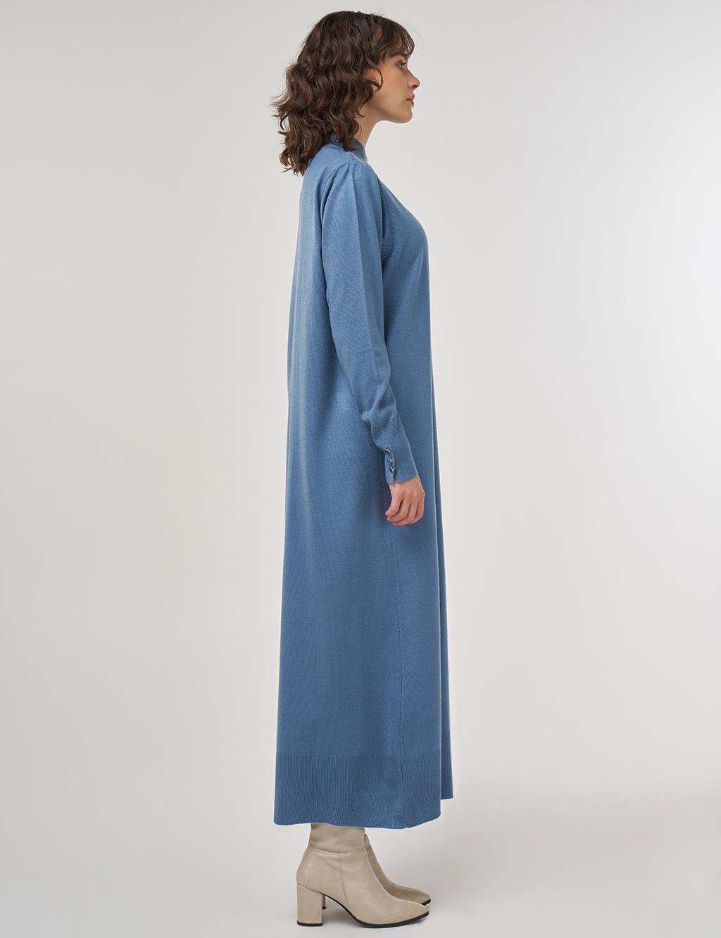 Half Turtleneck Knit Dress in Crown Blue