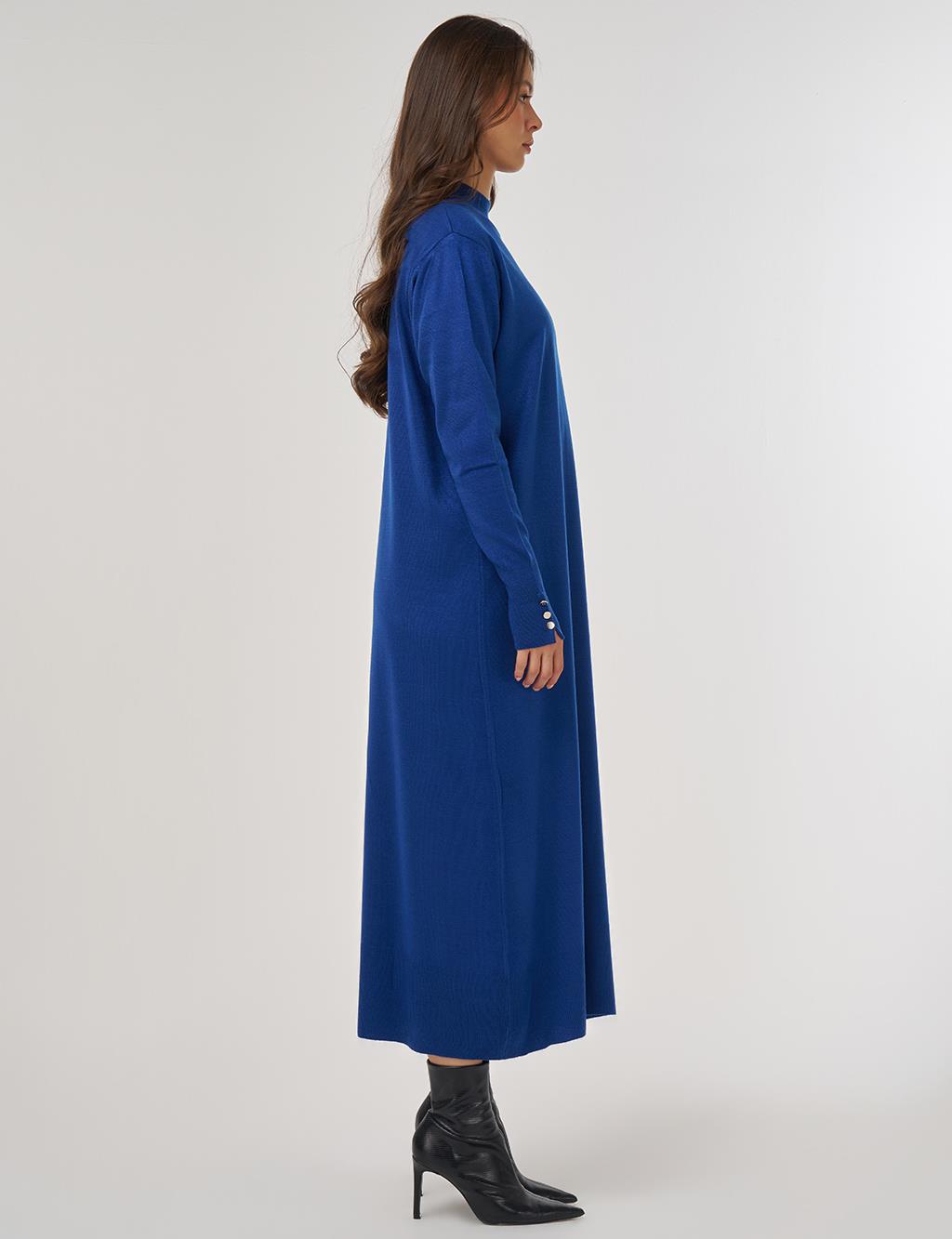 Half Turtleneck Knit Dress in Saxe