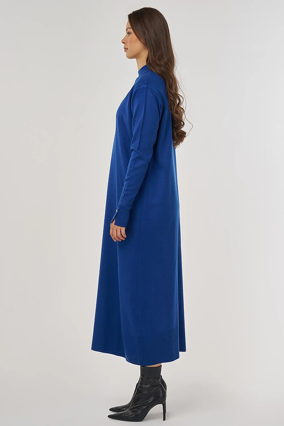 Half Turtleneck Knit Dress in Saxe