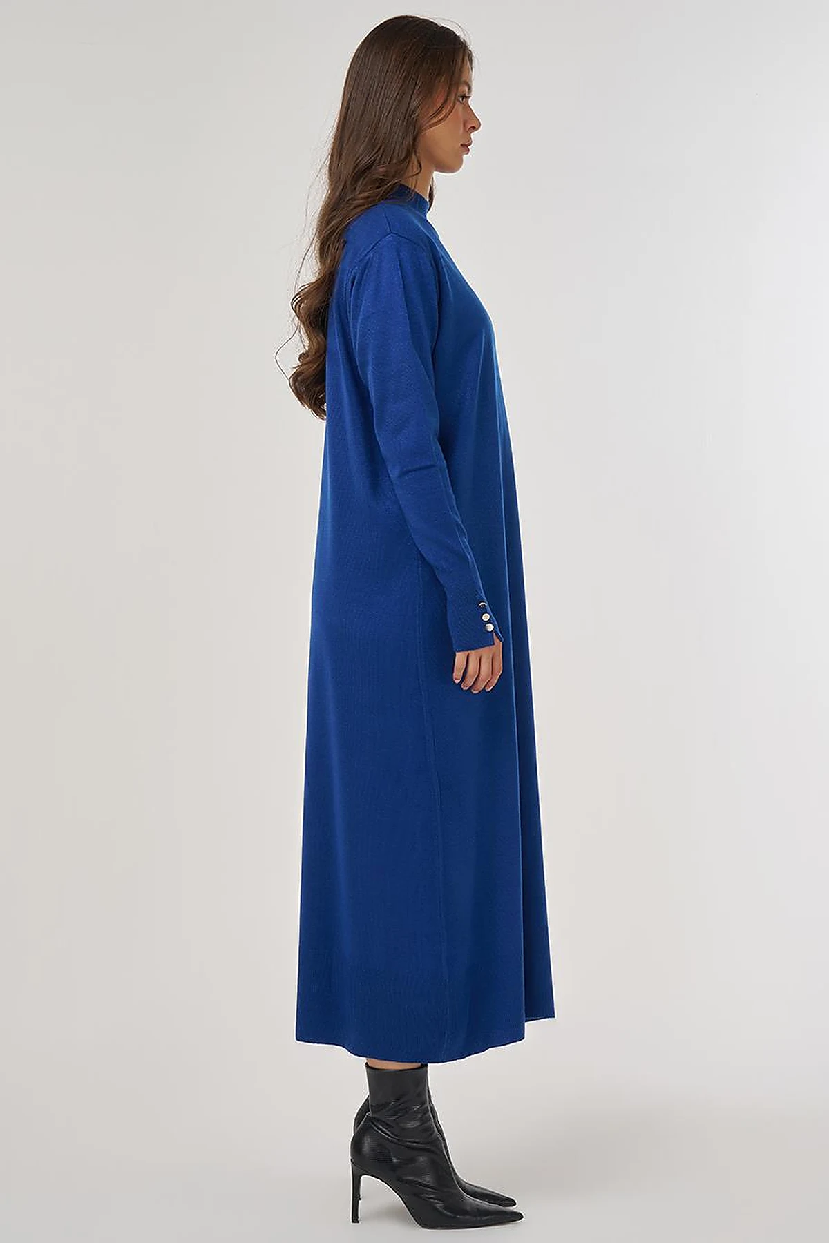 Half Turtleneck Knit Dress in Saxe