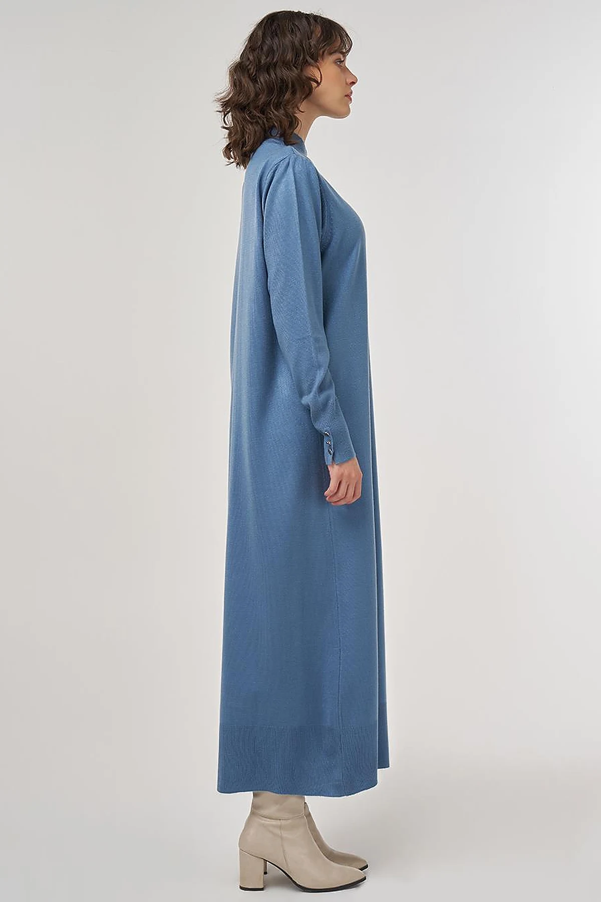 Half Turtleneck Knit Dress in Crown Blue