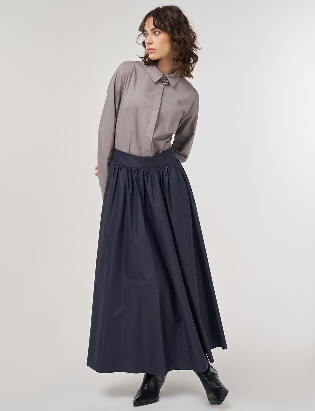 High Waist Flared Skirt in Dark Navy