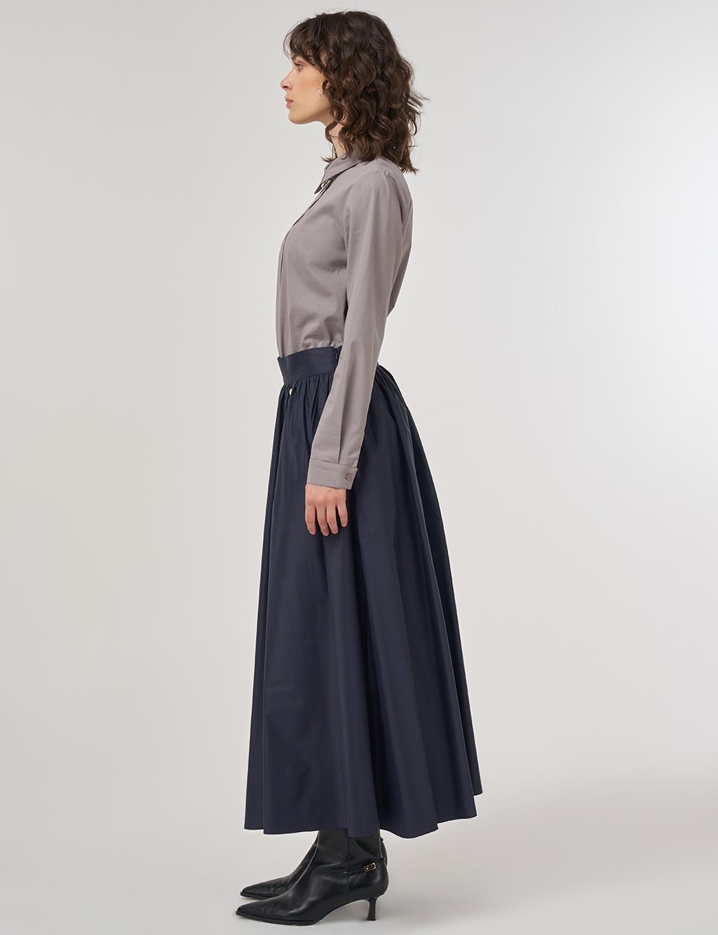 High Waist Flared Skirt in Dark Navy