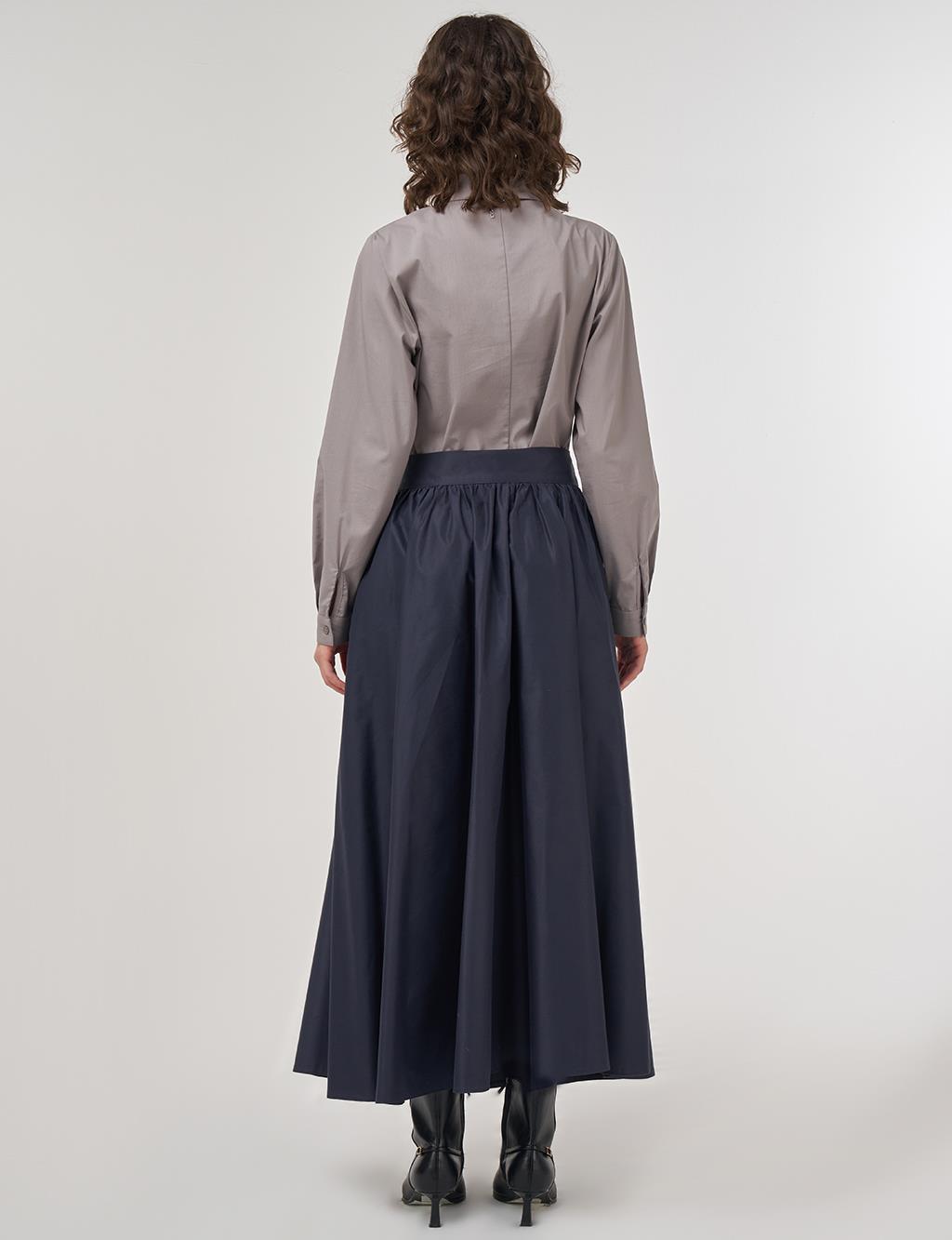 High Waist Flared Skirt in Dark Navy