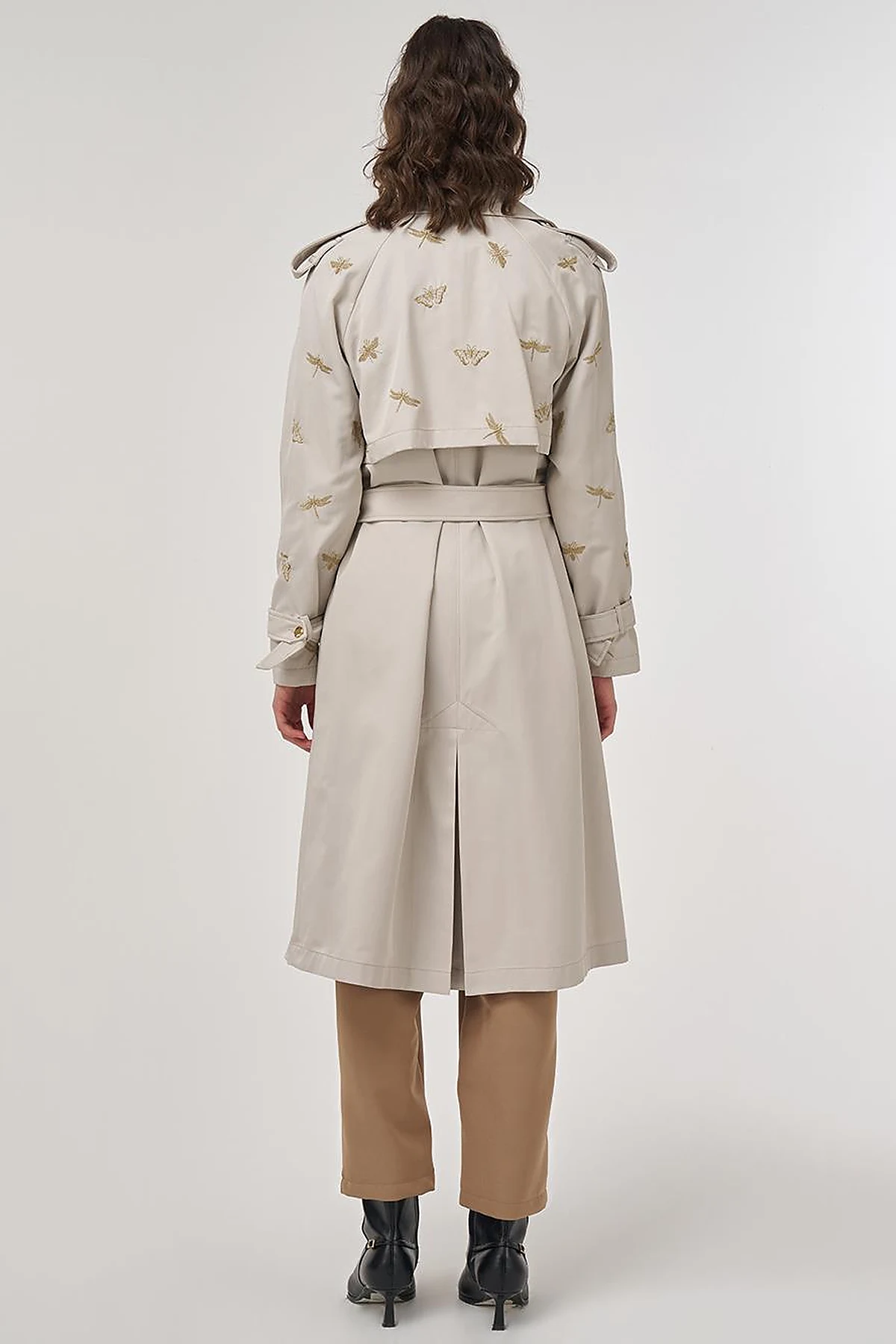 Buckle Detail Trench Coat in Stone