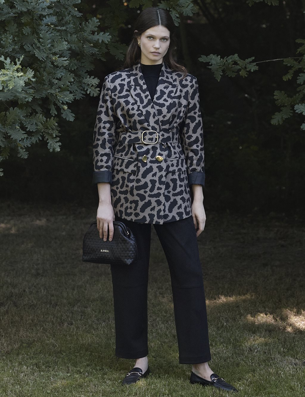 Leopard Pattern Blazer Jacket Taupe