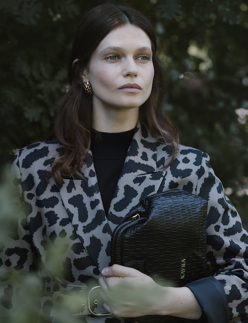 Leopard Pattern Blazer Jacket Taupe