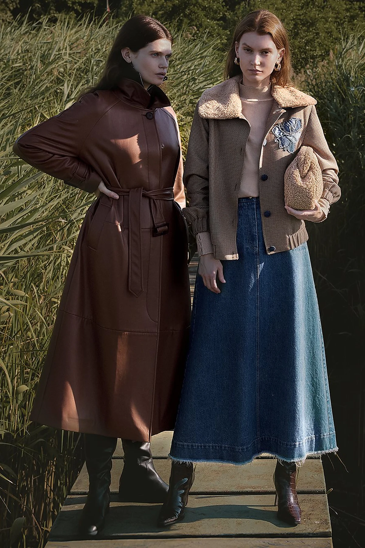 Faux Leather Trench Coat with Stitching Details in Tan