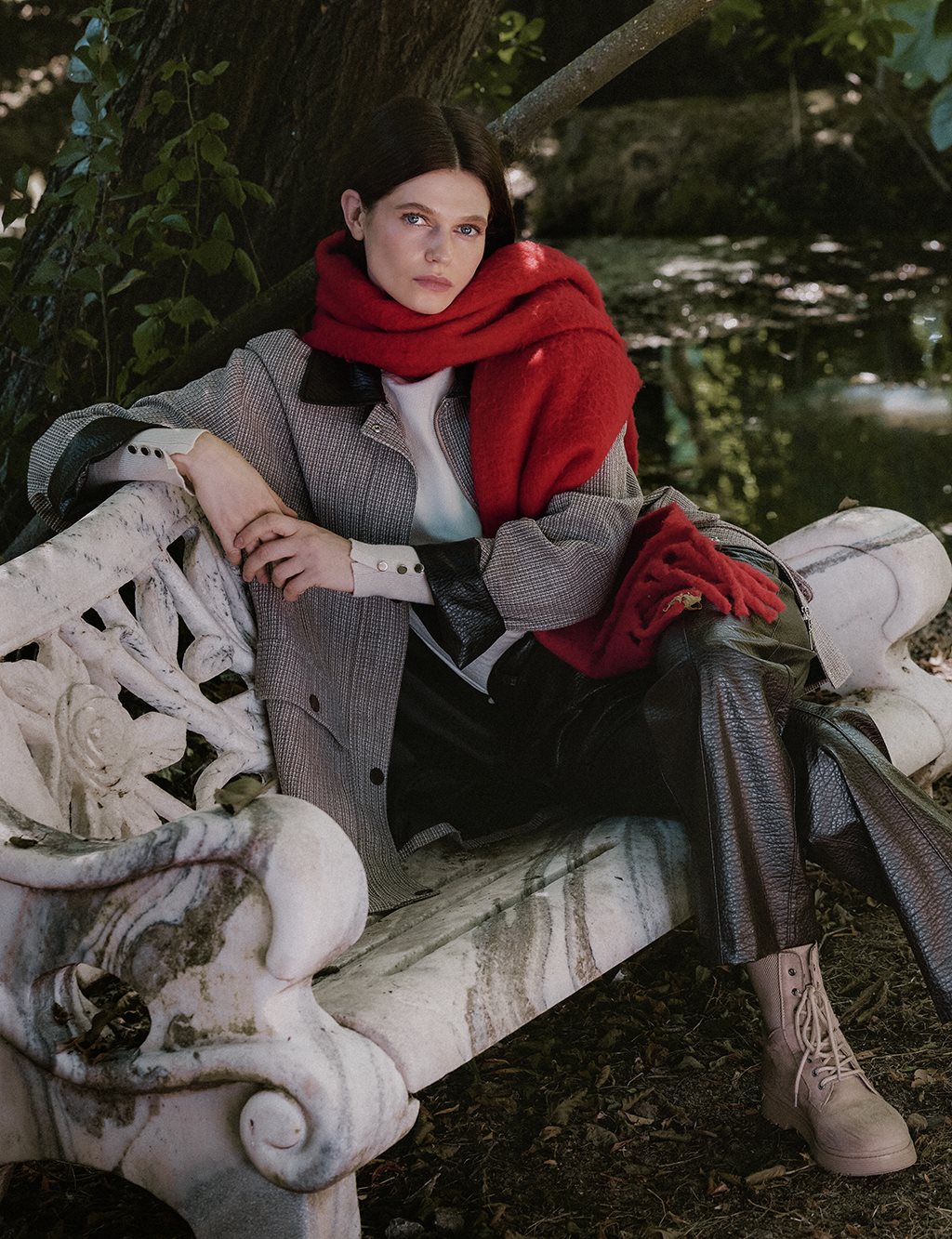 Seam Stitch Faux Leather Pants Dark Brown