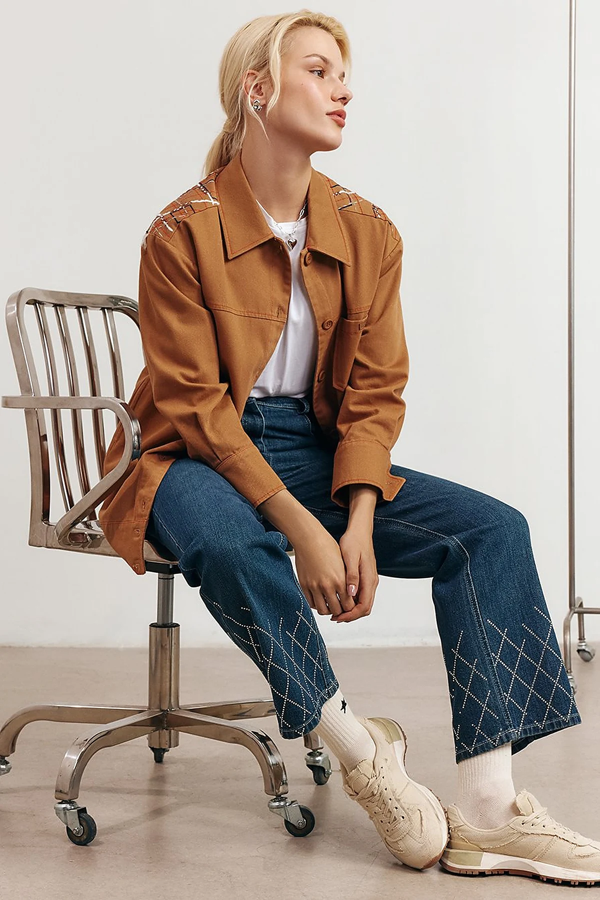 Embroidered Canvas Jacket Tobacco
