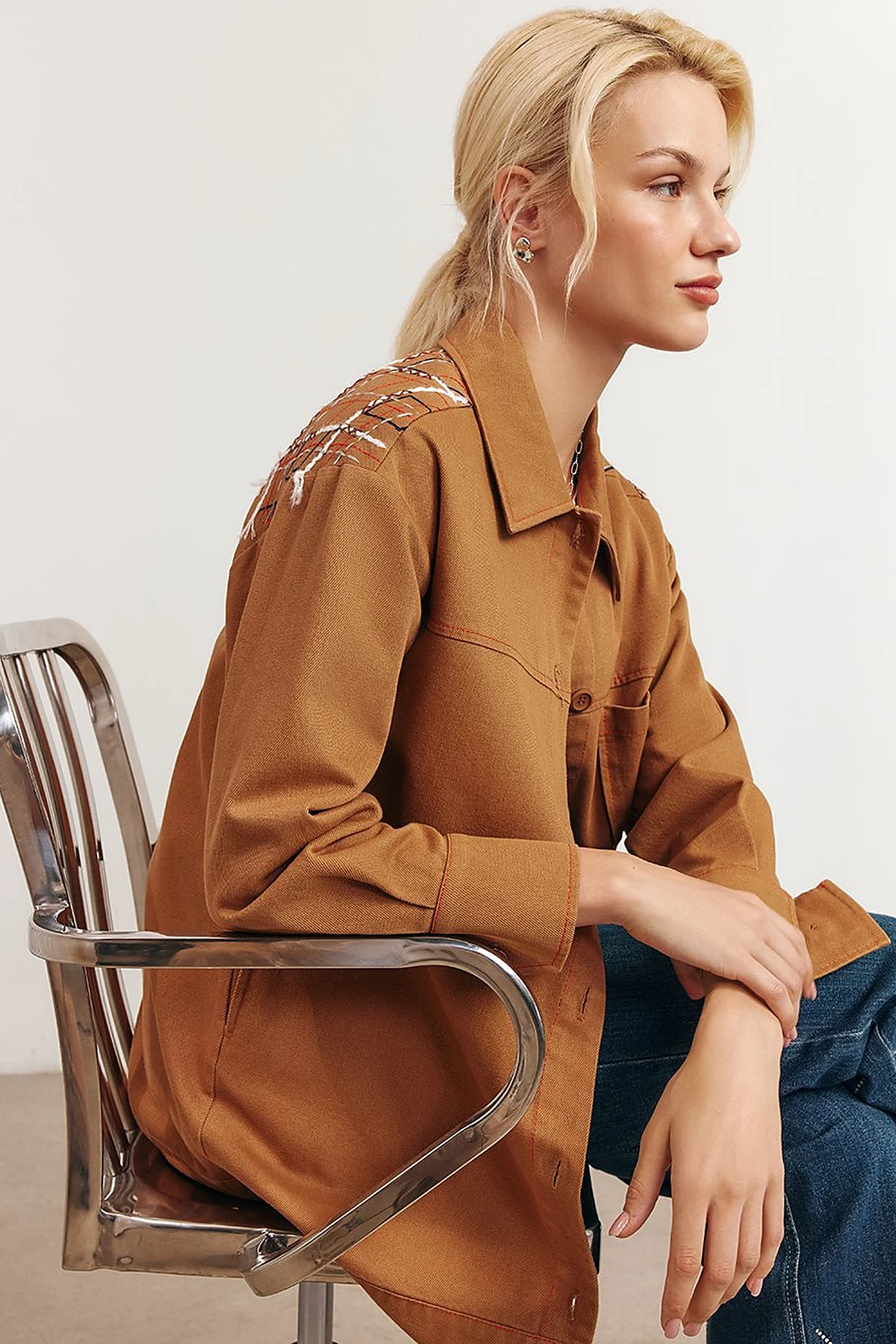Embroidered Canvas Jacket Tobacco