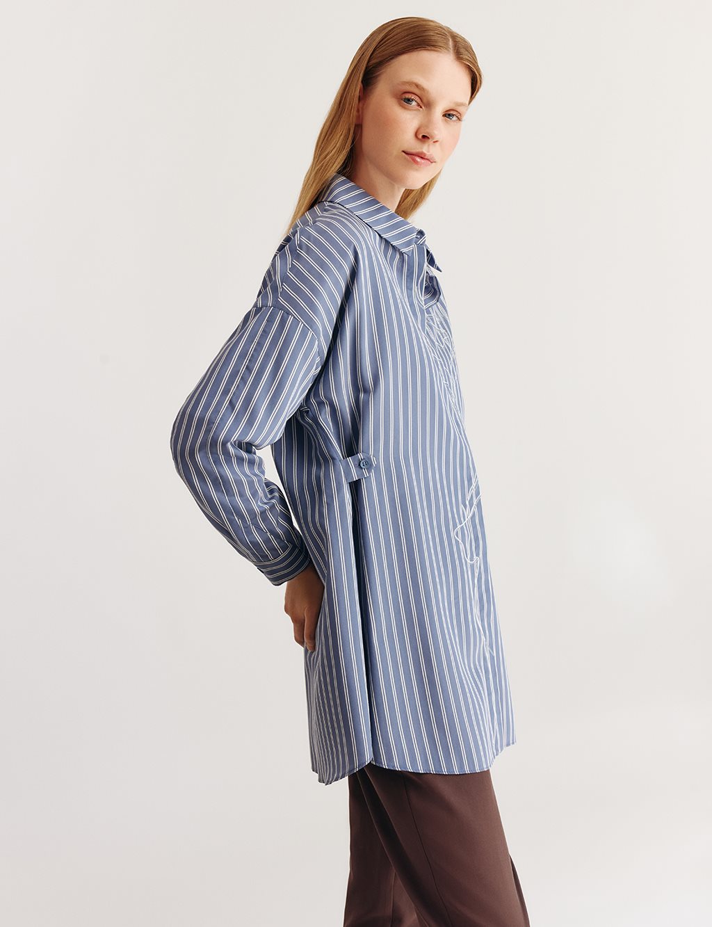 Striped Viscose Tunic – Indigo