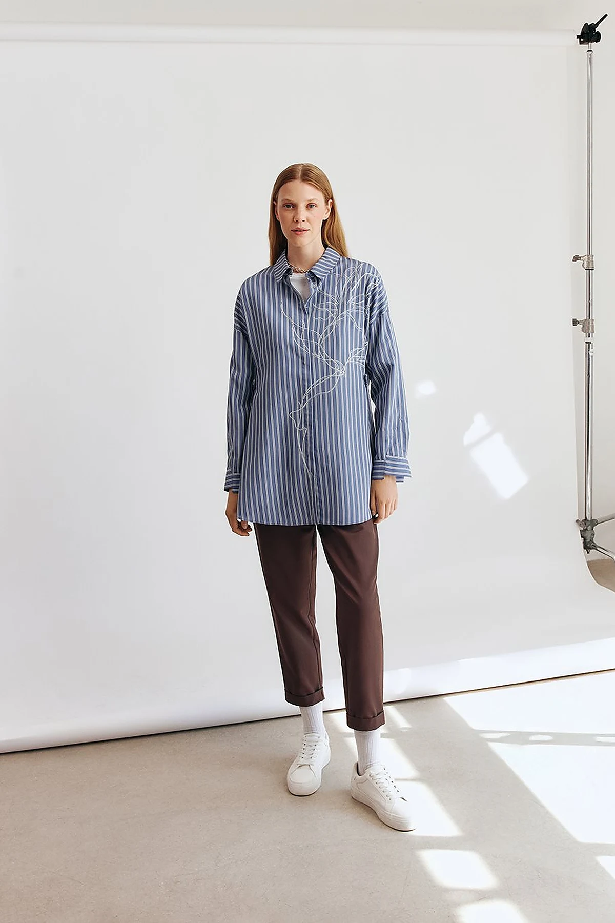 Striped Viscose Tunic Indigo