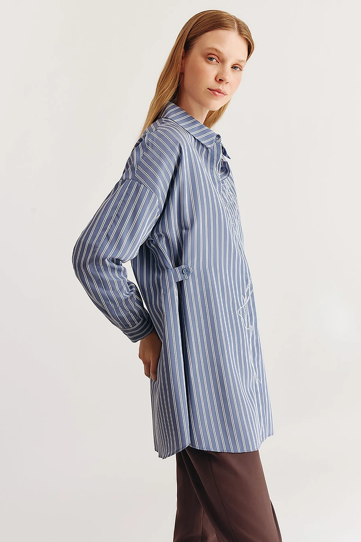 Striped Viscose Tunic Indigo