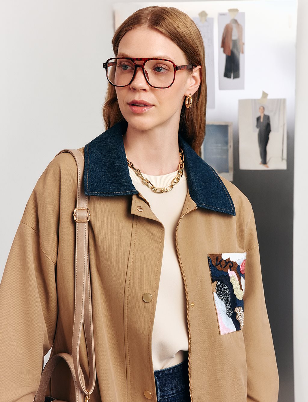 Embroidered Short Jacket – Beige