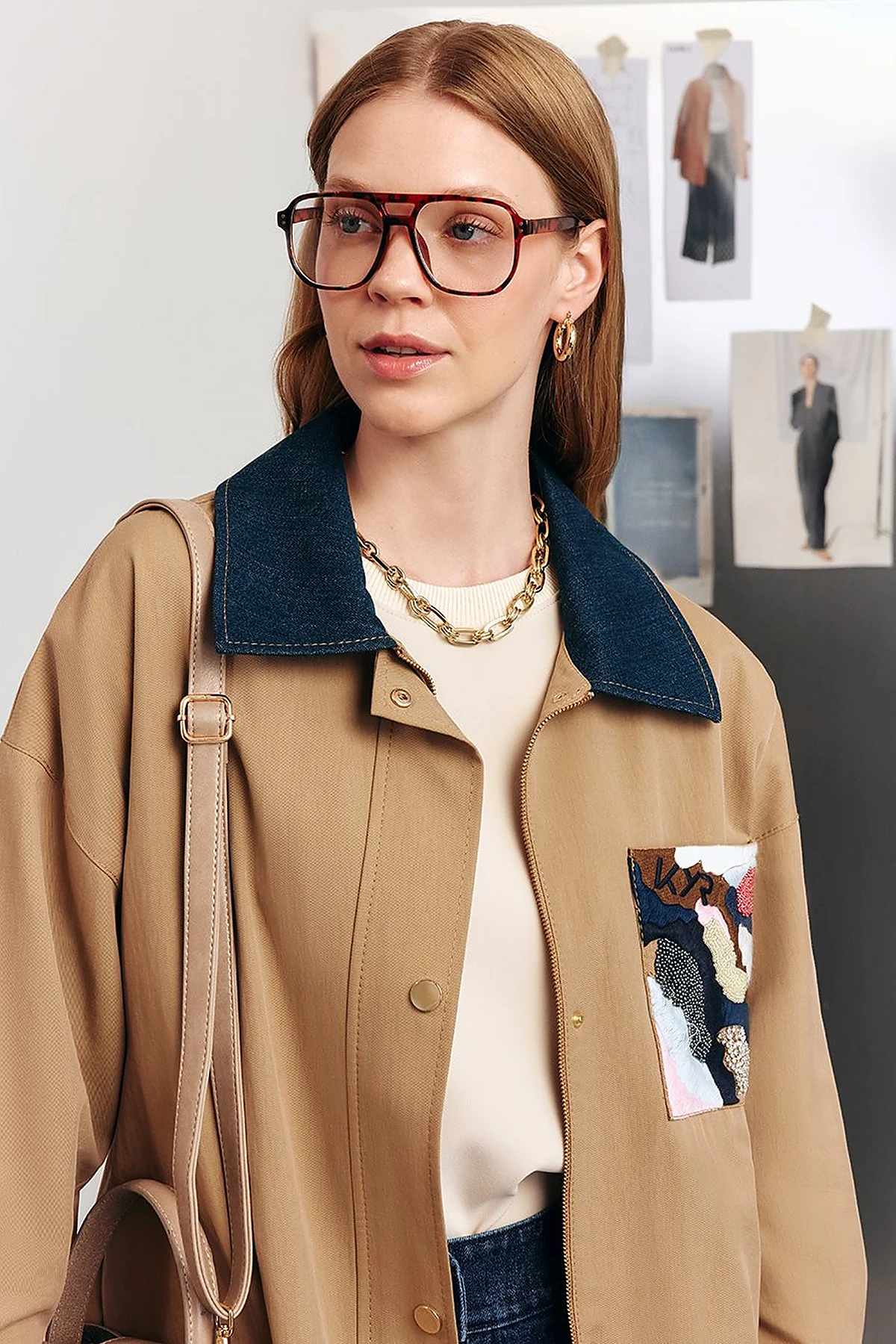 Embroidered Short Jacket – Beige