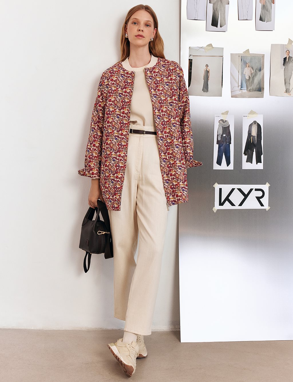 Patterned College Collar Jacket – Brown