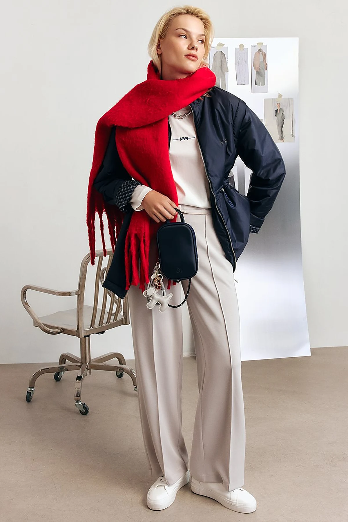 Relaxed-Fit Rayon Trousers in Gray