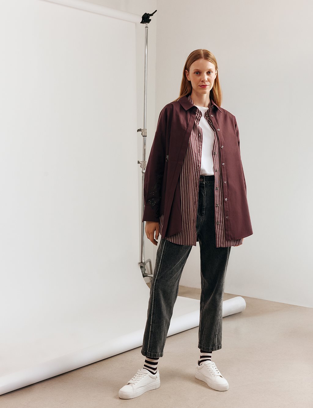 %100 Pamuklu Tunik Koyu Bordo