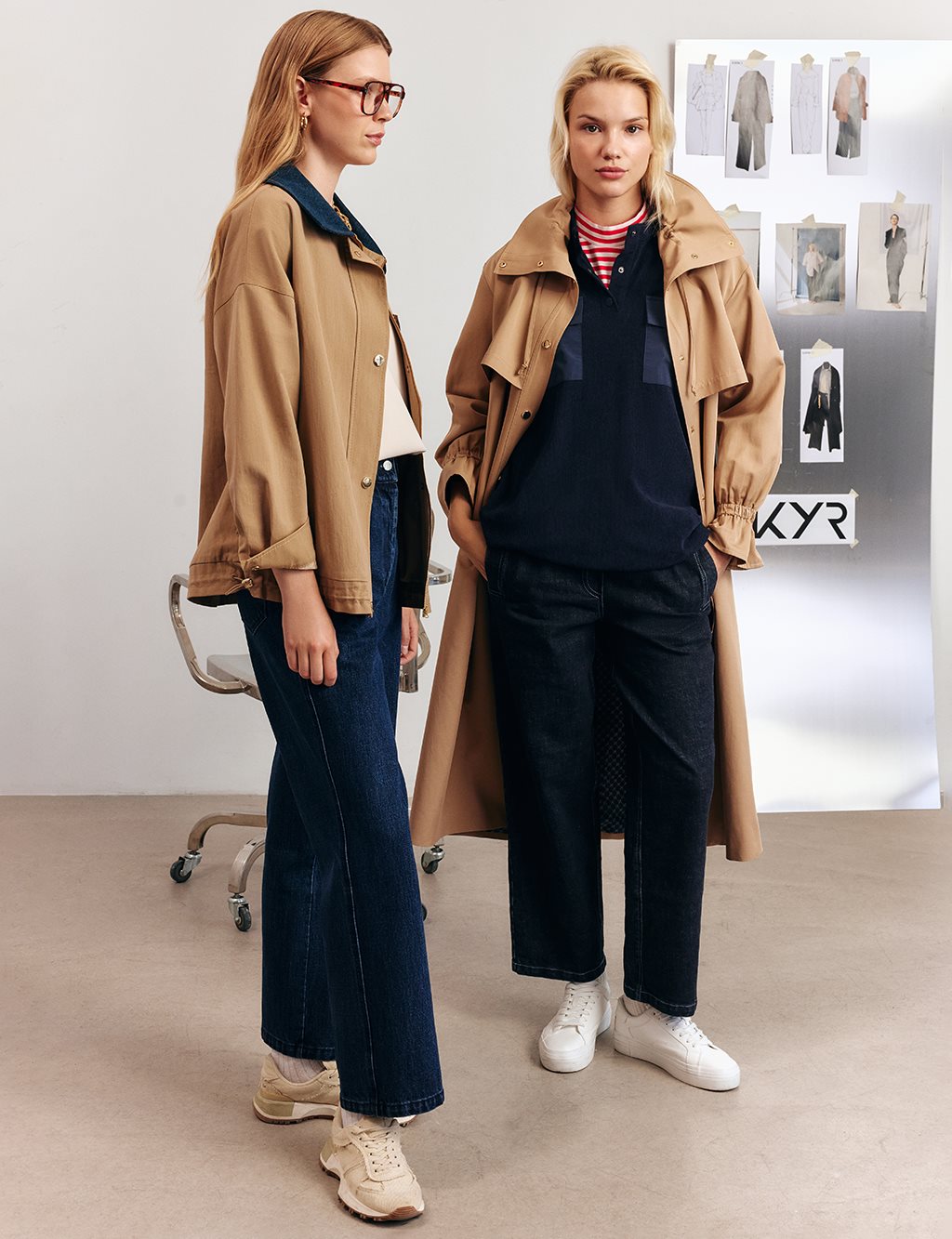 Bilek Detaylı Uzun Trençkot Bej