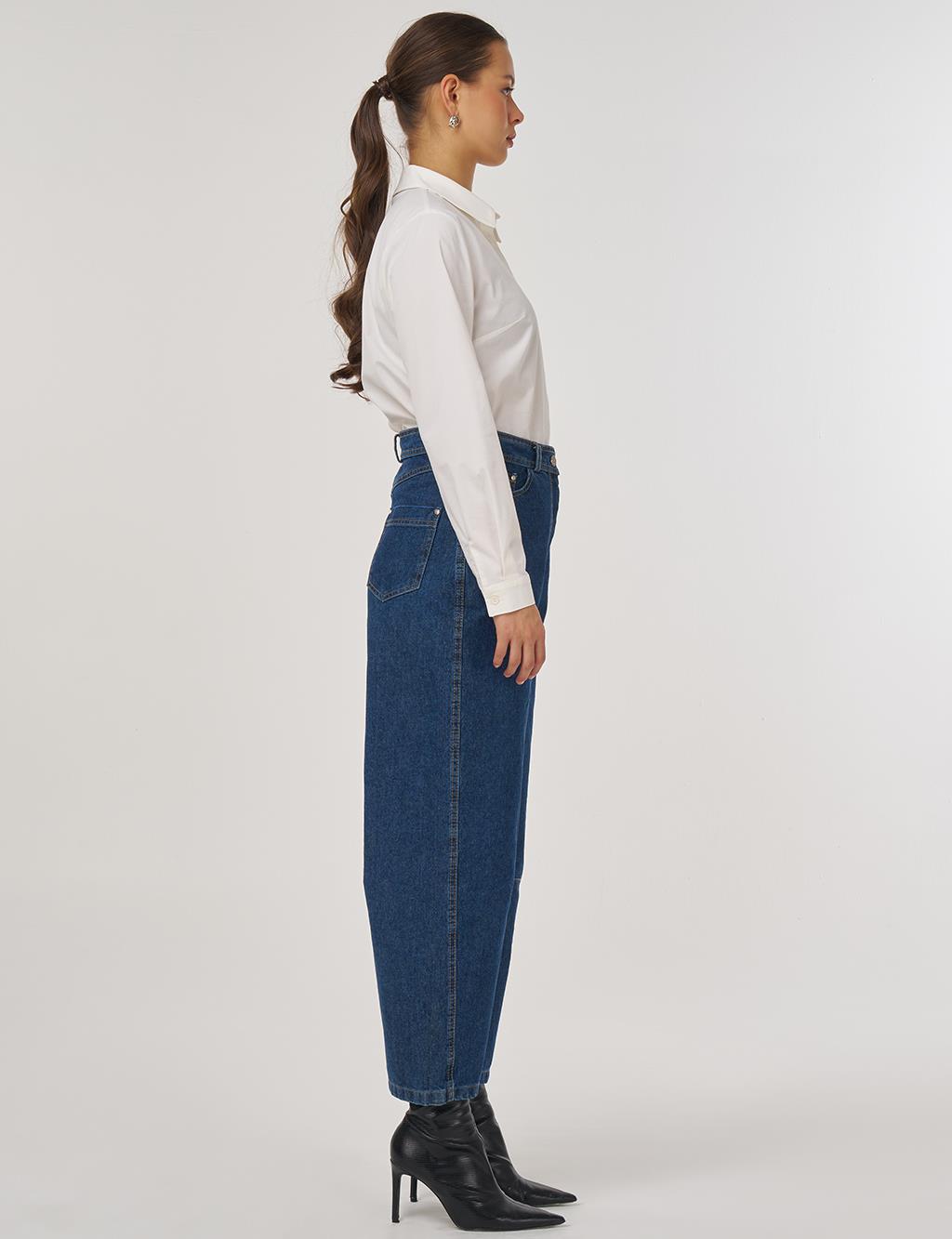 Stitch Detail Denim Pants Navy