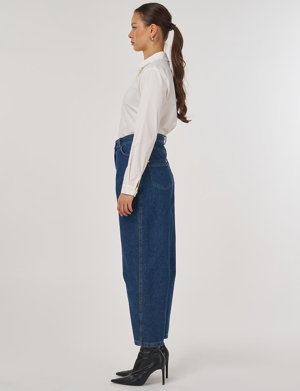 Stitch Detail Denim Pants Navy