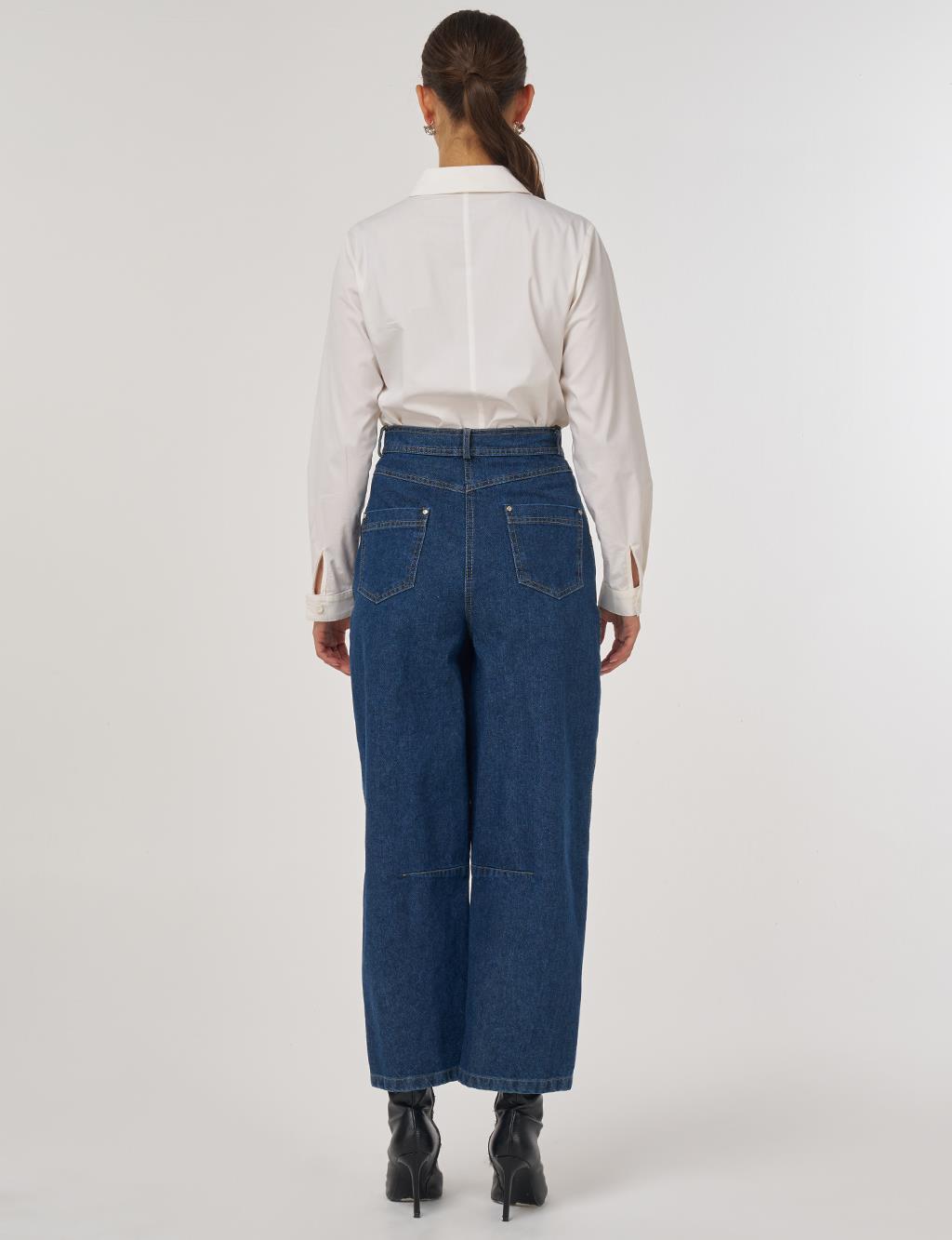 Stitch Detail Denim Pants Navy