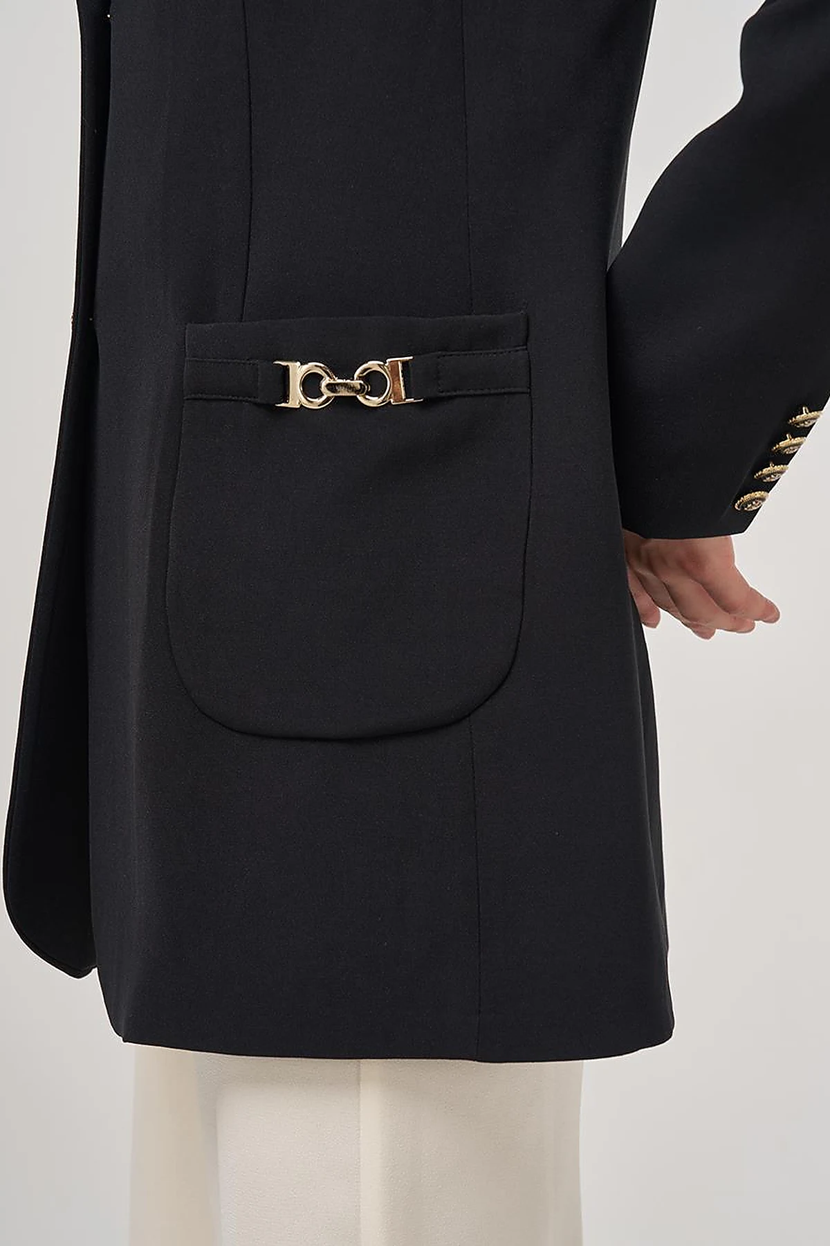 Çift Düğmeli Blazer Ceket Siyah 