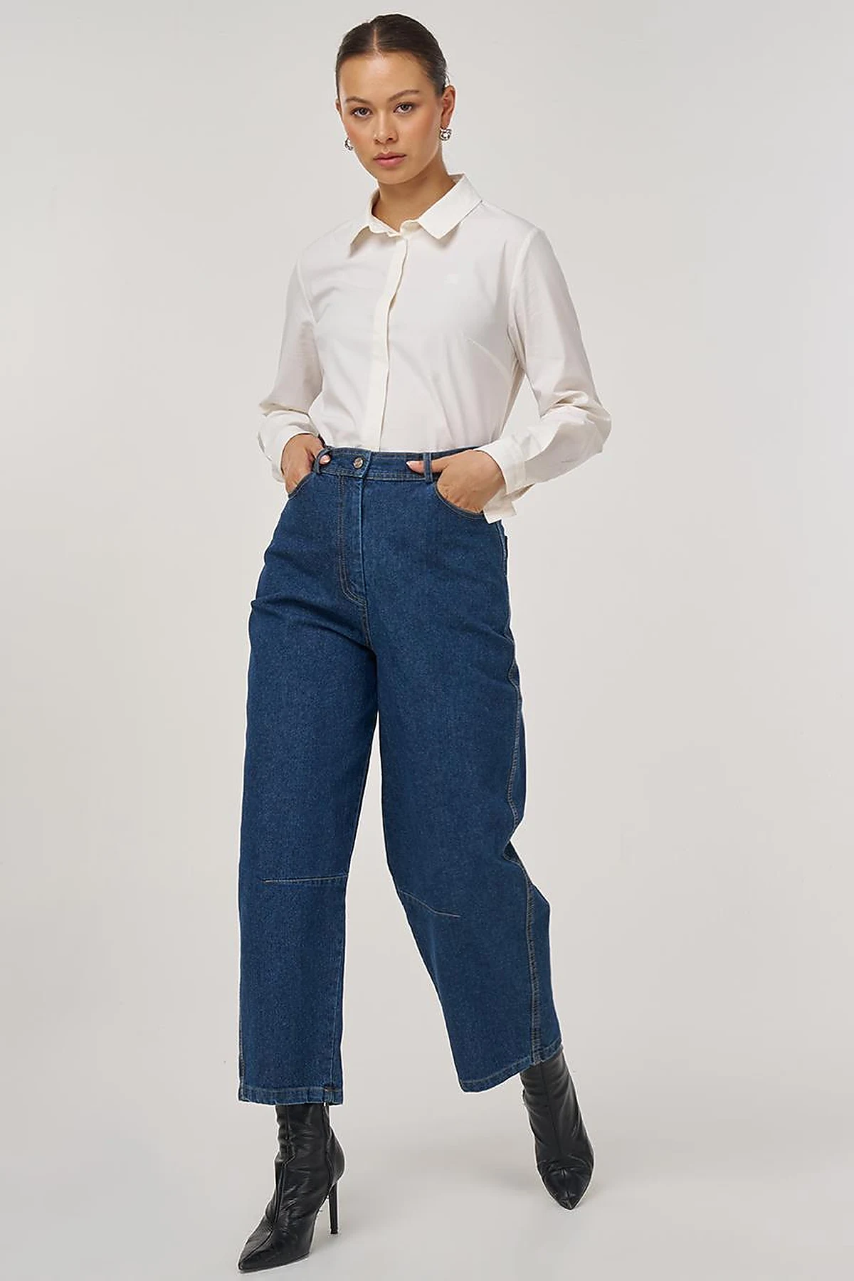 Stitch Detail Denim Pants Navy