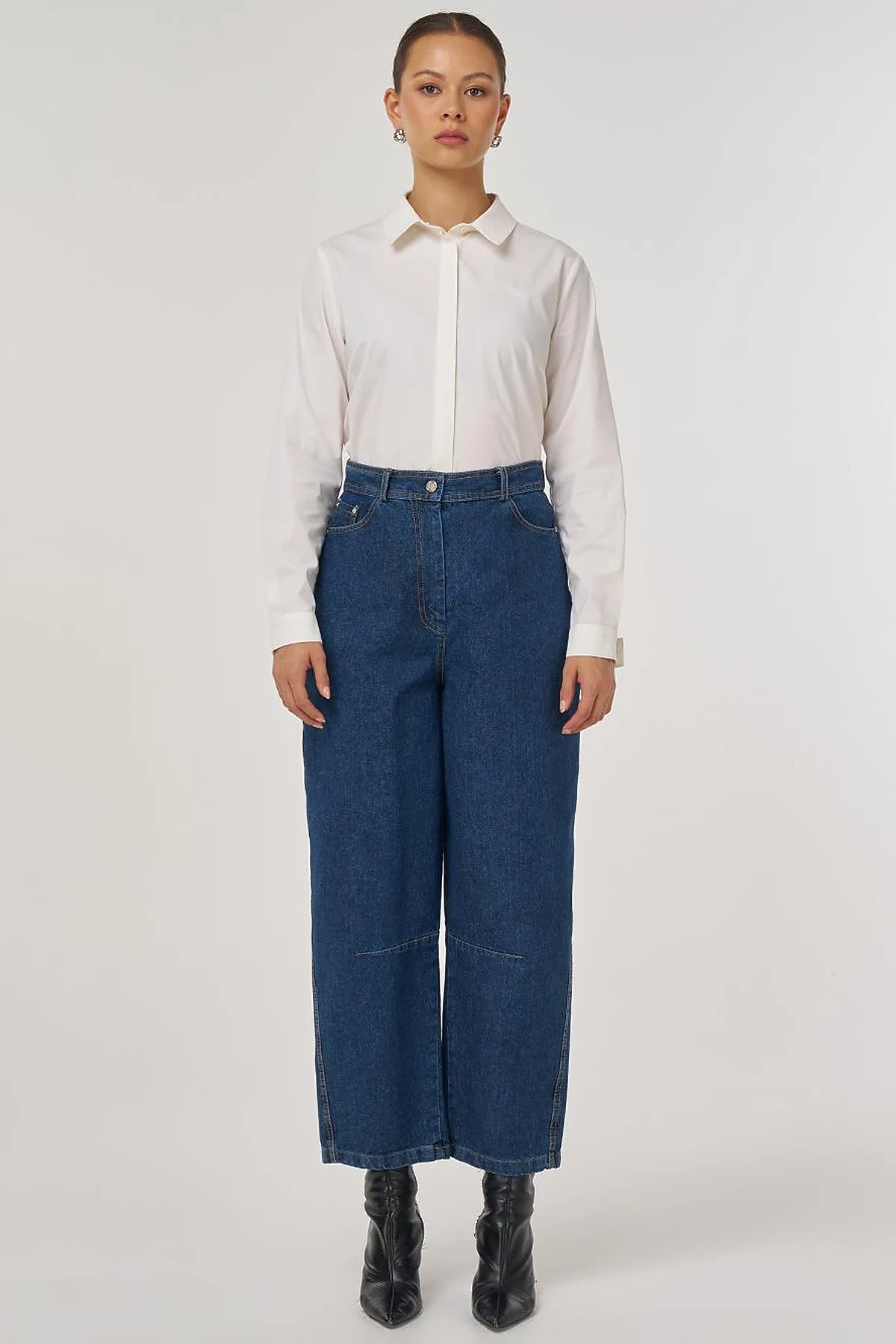 Stitch Detail Denim Pants Navy