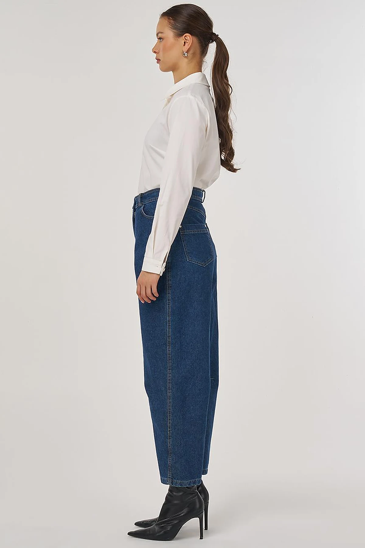 Stitch Detail Denim Pants Navy