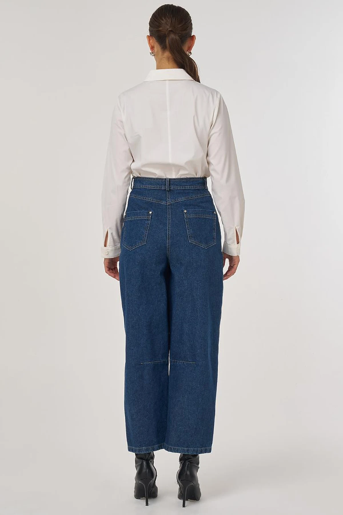 Stitch Detail Denim Pants Navy