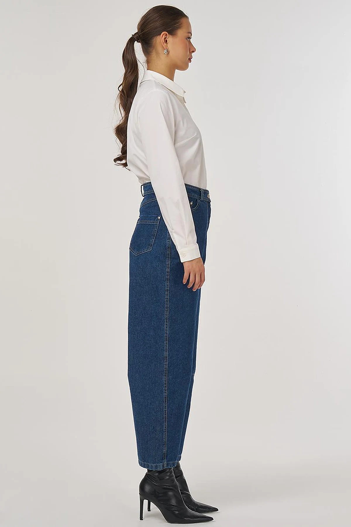 Stitch Detail Denim Pants Navy