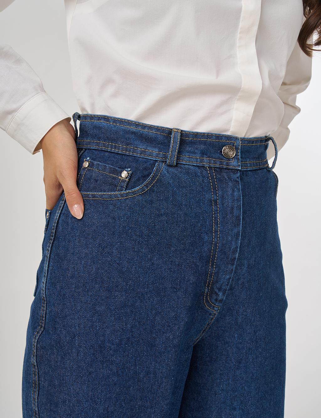 Stitch Detail Denim Pants Navy