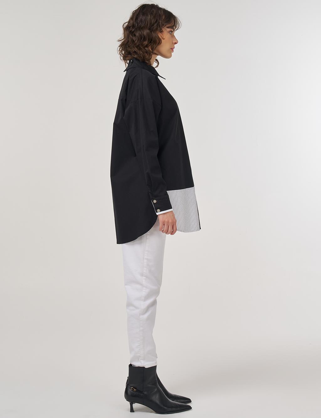 Butterfly Appliqué Cotton Tunic – Black