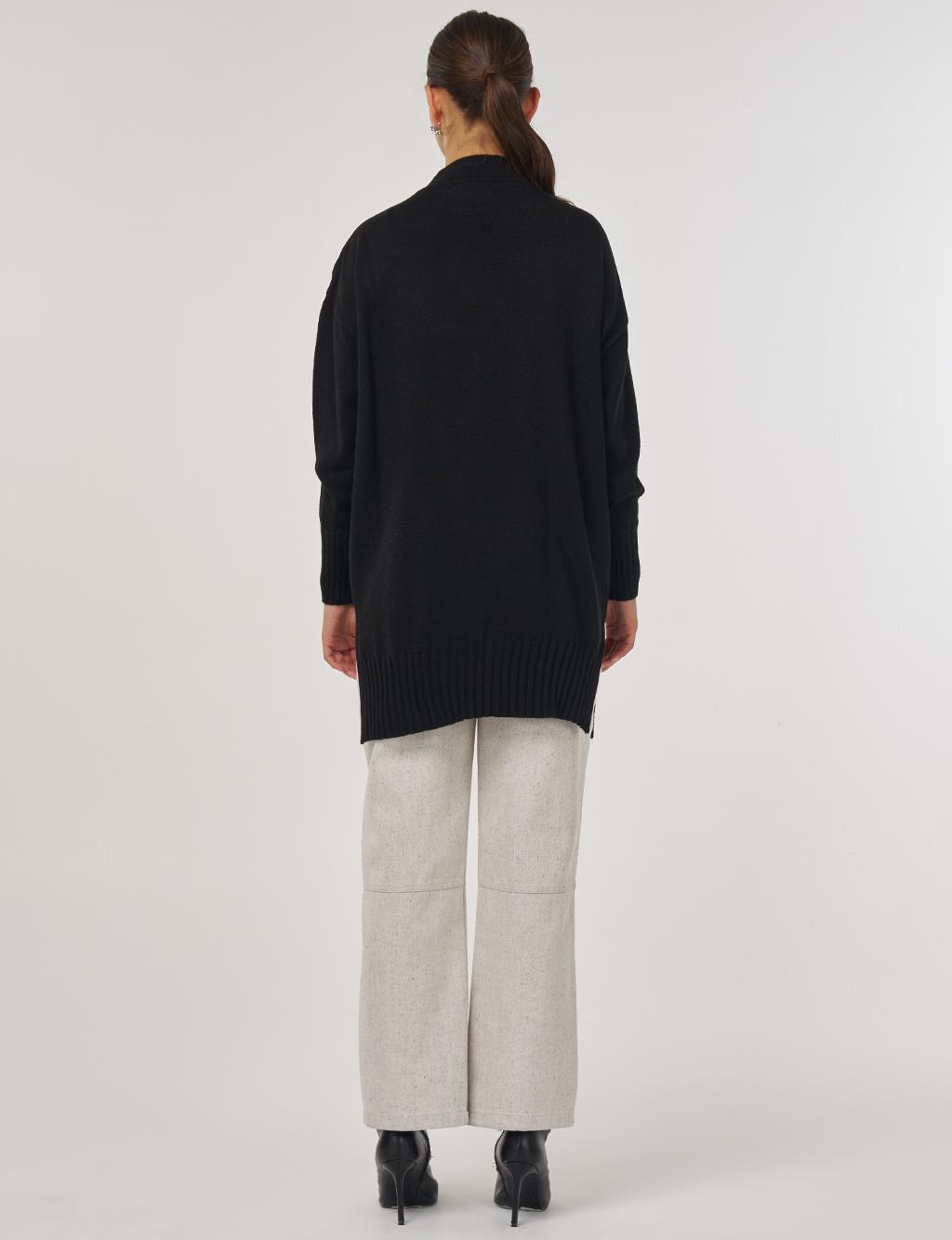 Appliqué Knit Tunic Black
