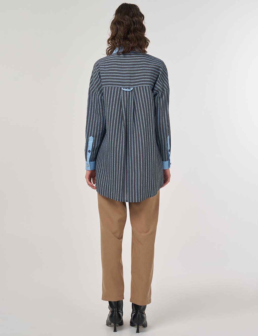 Fabric-Trimed Viscose Tunic – Dusty Gray 