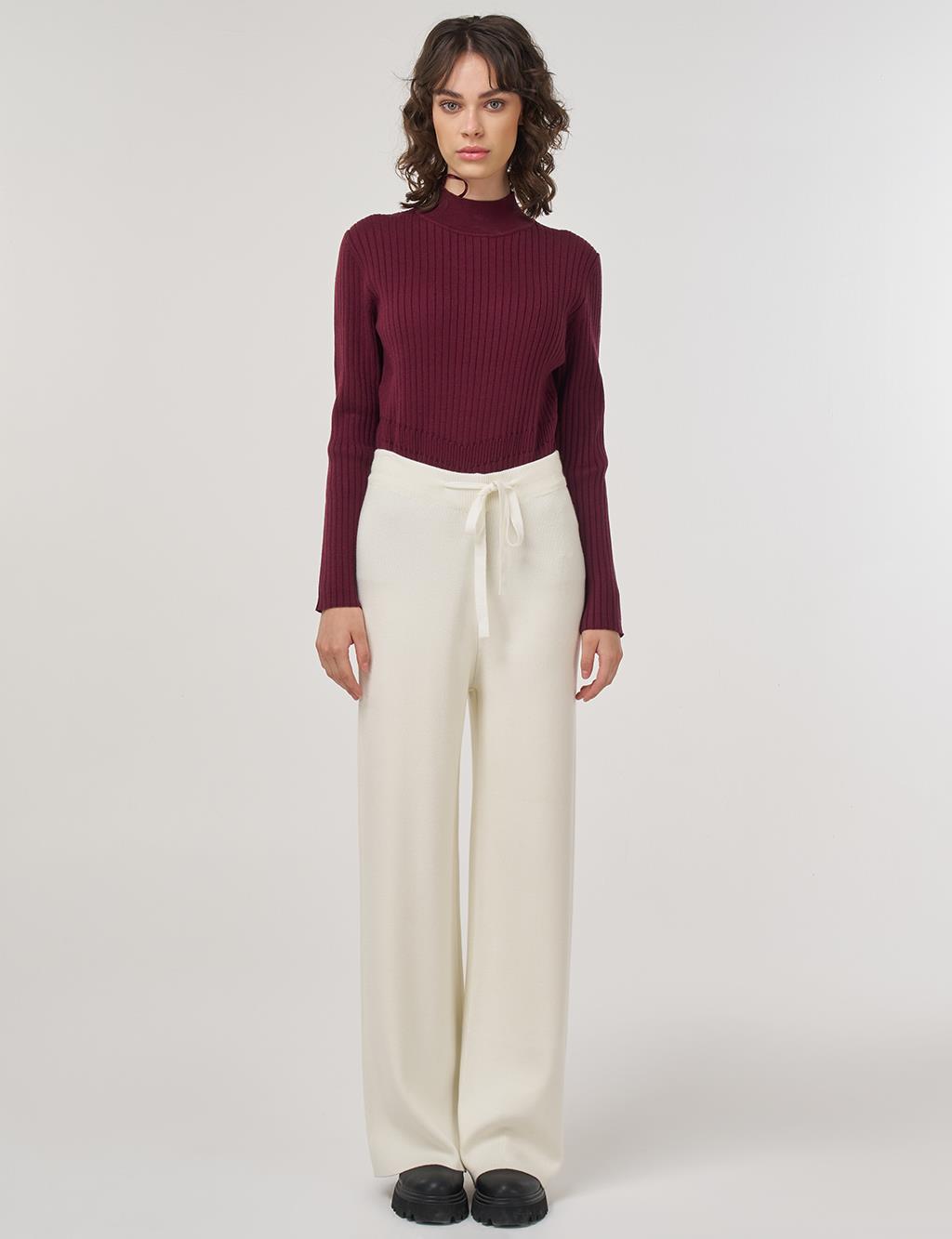 Drawstring Viscose Knit Pants Cream 