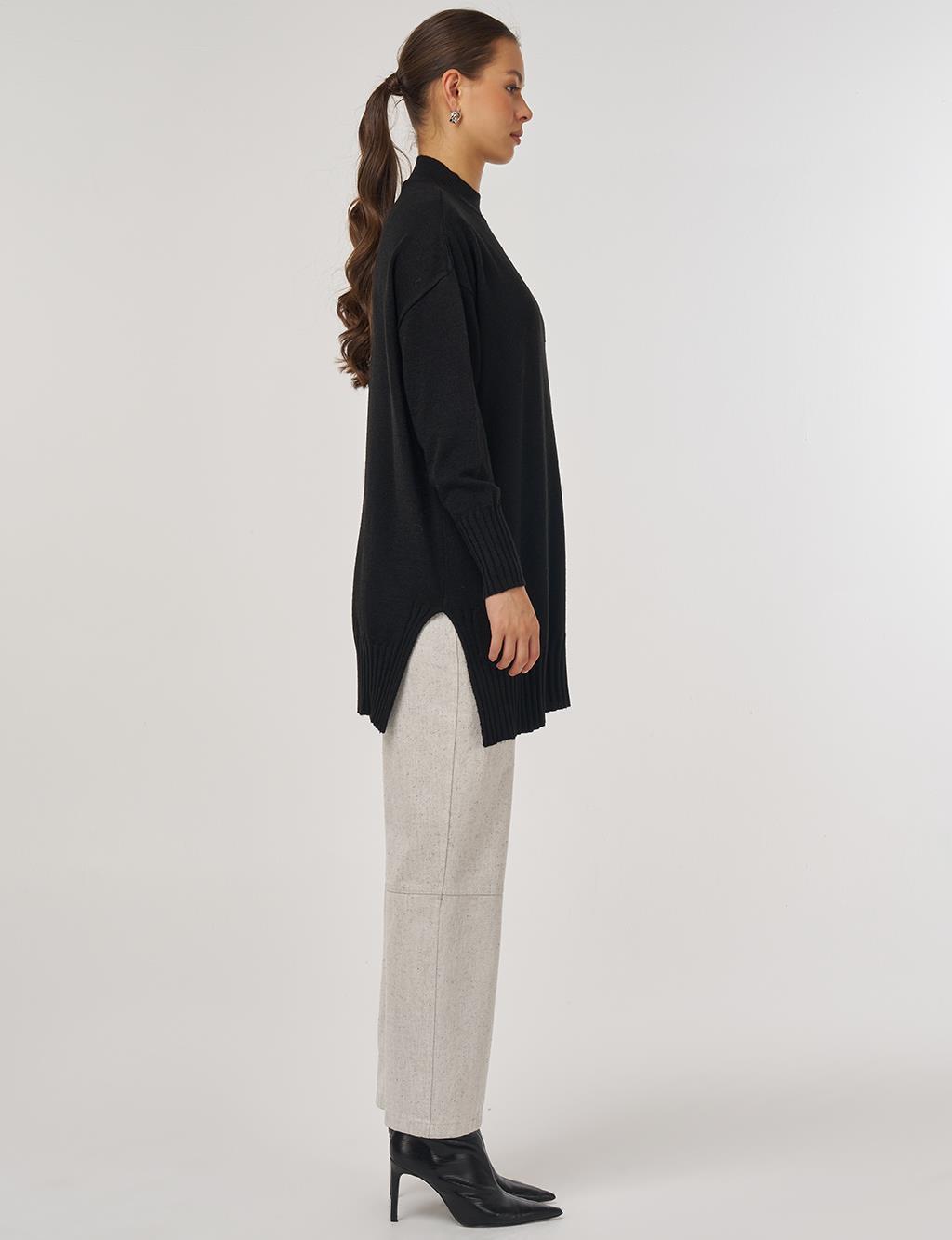 Appliqué Knit Tunic Black
